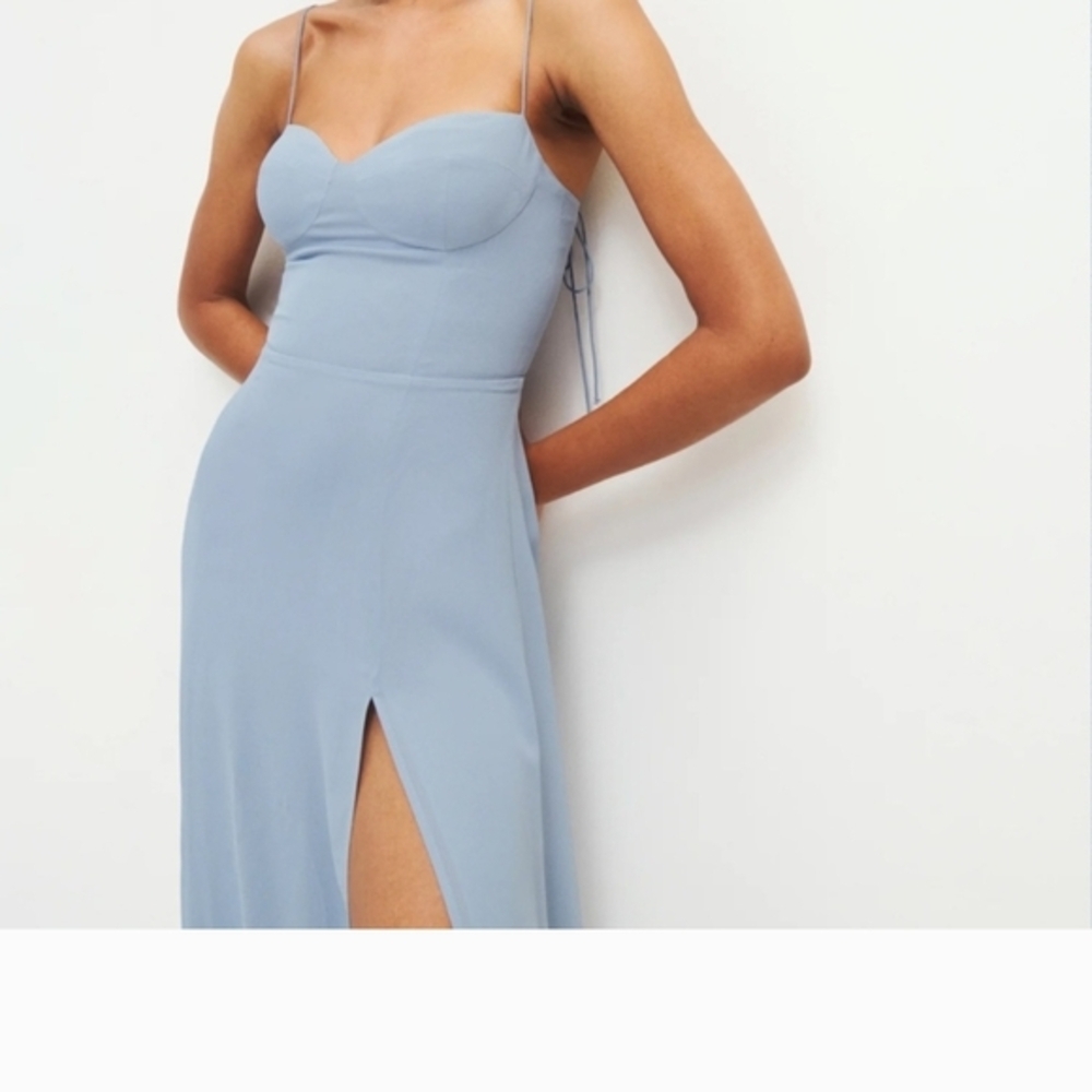 Reformation Juliette Backless Dress in Soft Blue/Mineral Size 12
